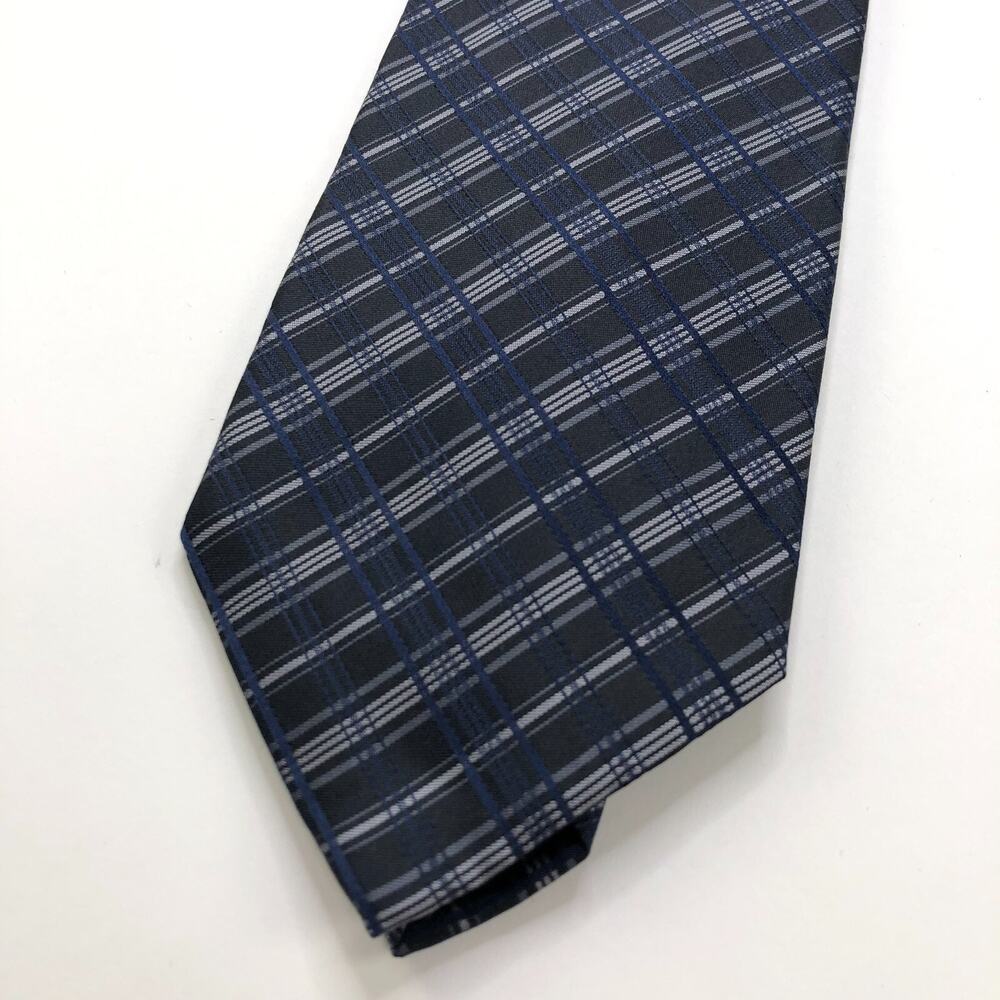 Calvin Klein Blue Gray 100% Silk Neck Tie Men’s Geometric 3" / 57 In